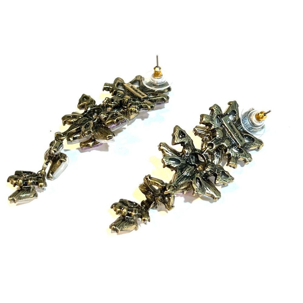 Bauble Bar Sparkling Crystal Long Drop Earrings Costume Jewelry - Picture 2 of 5